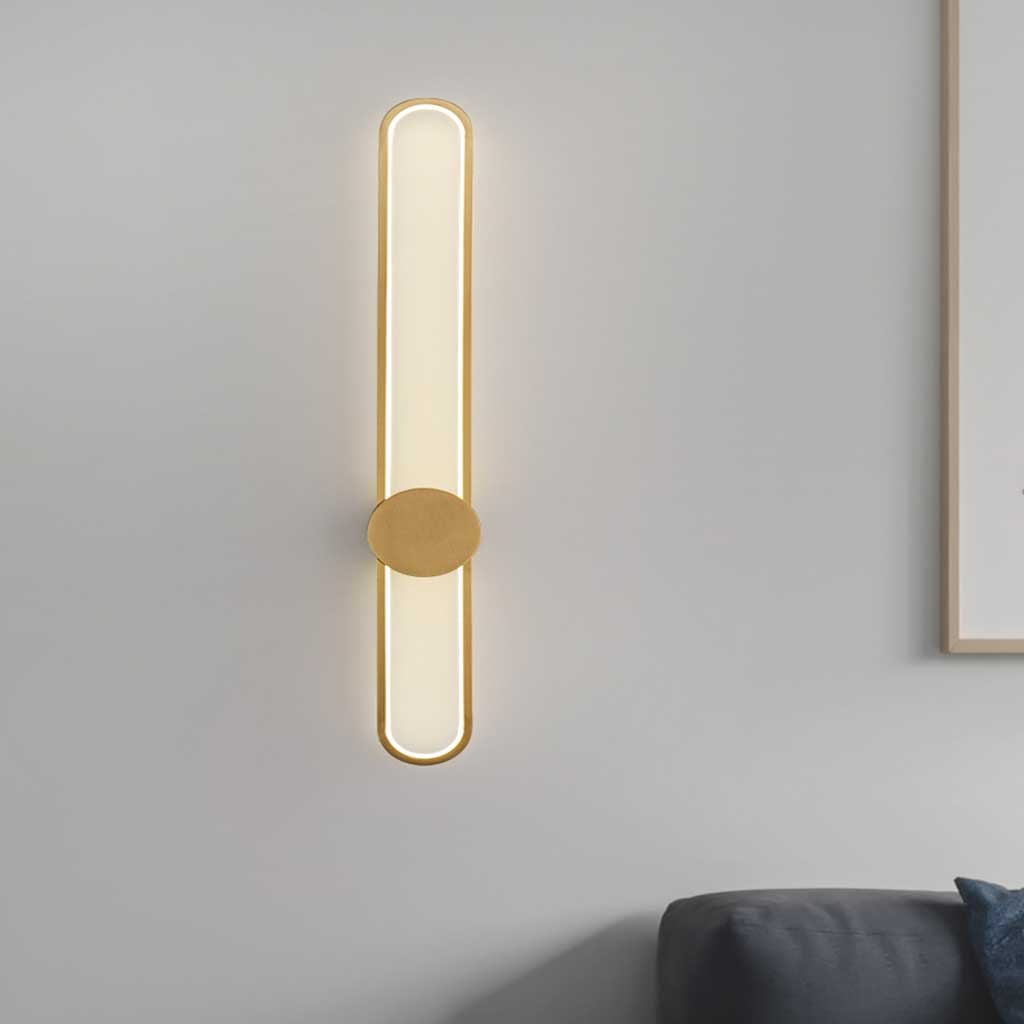 Wall Sconce Lamp Modern Sleek Aluminum Long Oval LED, Black / Gold