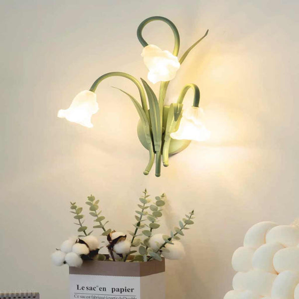 Wall Sconce Light Ambient Glass Flower, Green