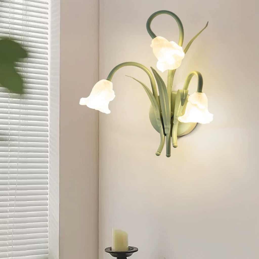 Wall Sconce Light Ambient Glass Flower, Green