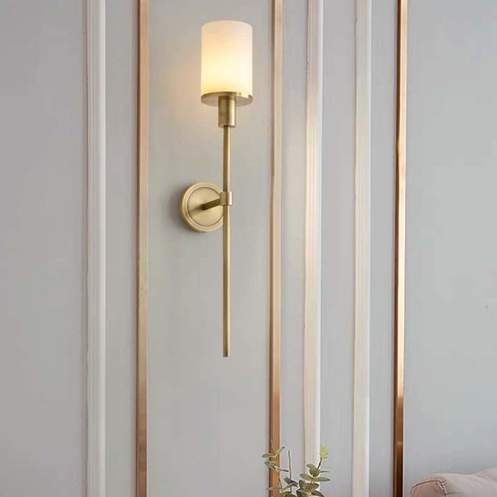 Wall Sconce Light Copper Cylinder Marble Shade