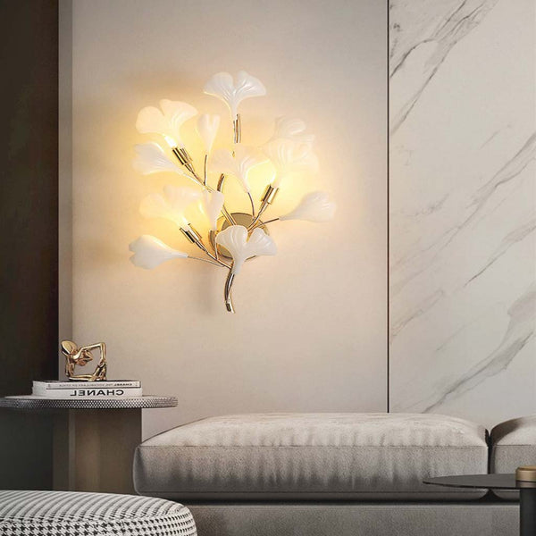 Wall Sconce Light Decorative Ceramic Ginkgo Leaves