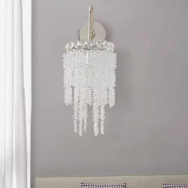 Wall Sconce Light Modern Crystal Waterfall Silver