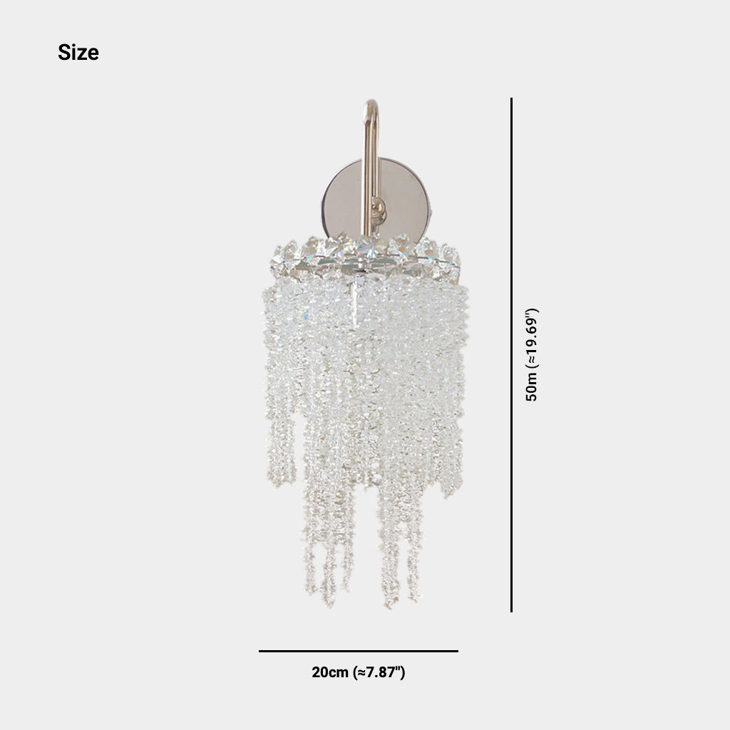Wall Sconce Light Modern Crystal Waterfall Silver