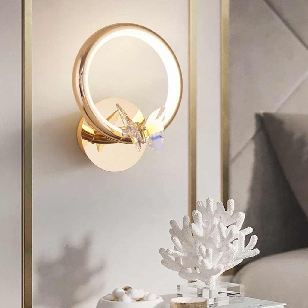 Wall Sconce Light Small Ring Crystal Butterfly LED