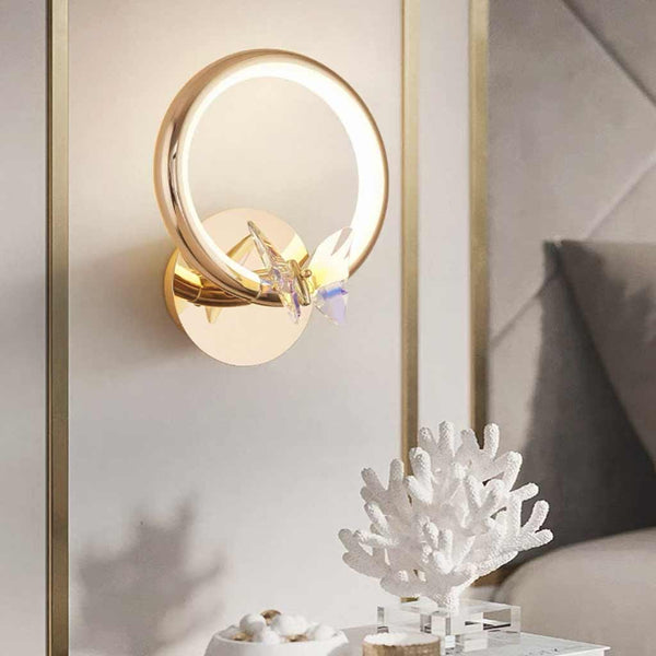 Wall Sconce Light Small Ring Crystal Butterfly LED