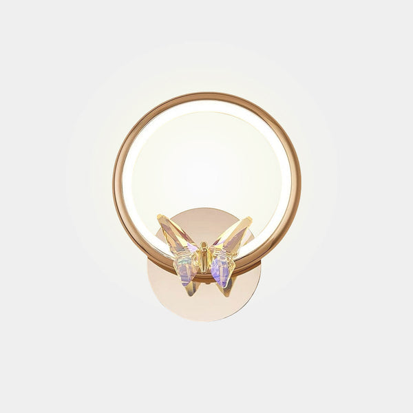 Wall Sconce Light Small Ring Crystal Butterfly LED