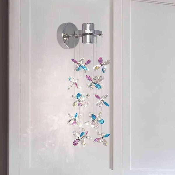 Wall Sconce Romantic Colored Crystal Flower Drop LED