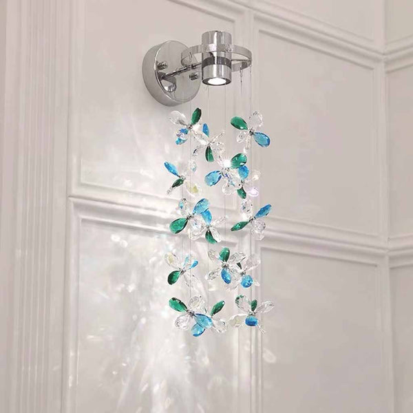 Wall Sconce Romantic Colored Crystal Flower Drop LED