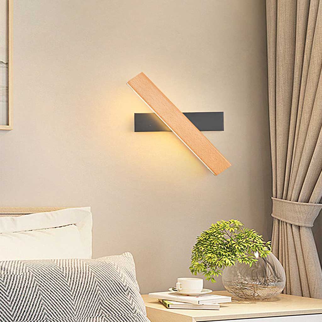 Wall Sconce Modern Rotating Rectangle LED, Wood & Acrylic