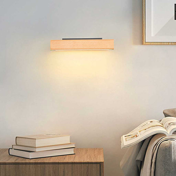 Wall Sconce Modern Rotating Rectangle LED, Wood & Acrylic