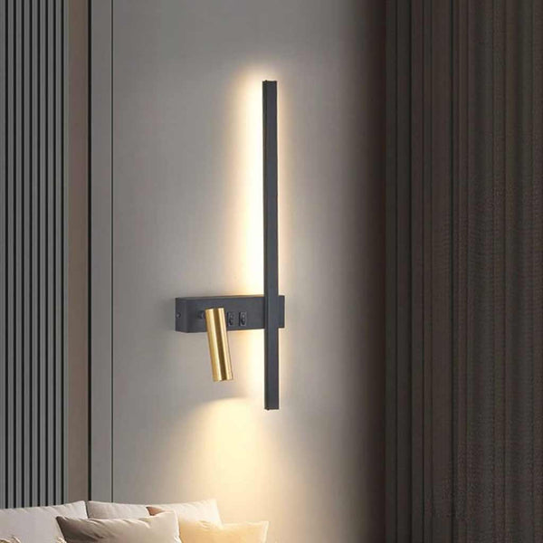 Wall Sconce Spotlight LED Modern Vertical, Black & Gold