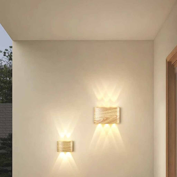 Outdoor Wall Sconce Wood Grain IP54 Waterproof LED