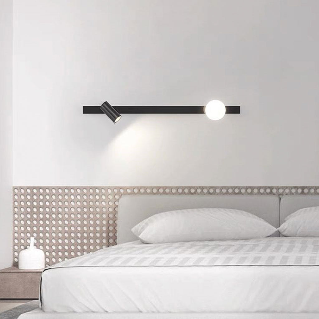 Wall Light Spotlight Unique Linear with Glass Ball, Black / Gold