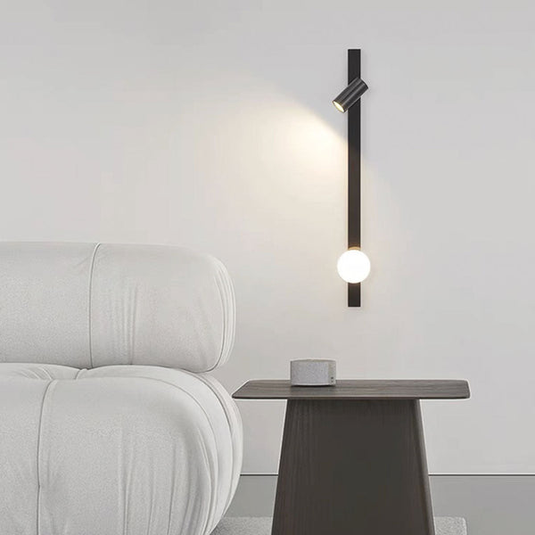 Wall Light Spotlight Unique Linear with Glass Ball, Black / Gold