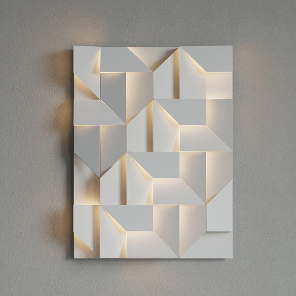 Wall Lamp 3D Geometric Panels Layered Light Art Remote Dimming Modern
