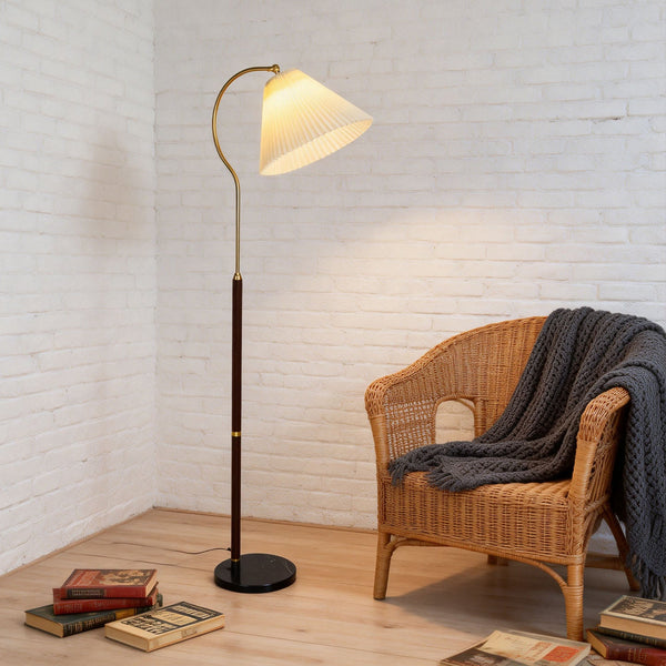 Walnut Gooseneck Floor Lamp