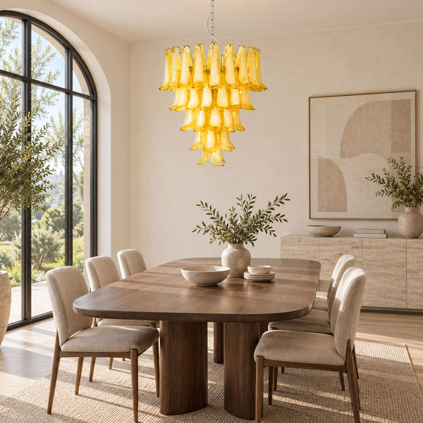 Wave Yellow Glass Chandelier