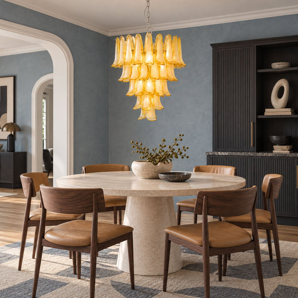 Wave Yellow Glass Chandelier