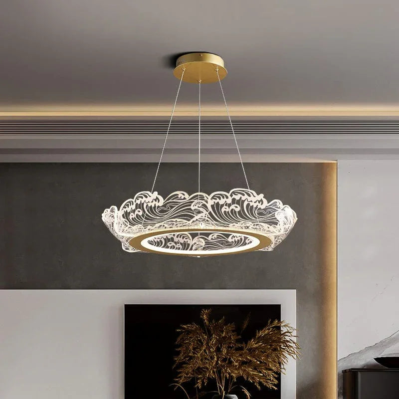 Wave shape LED chandelier