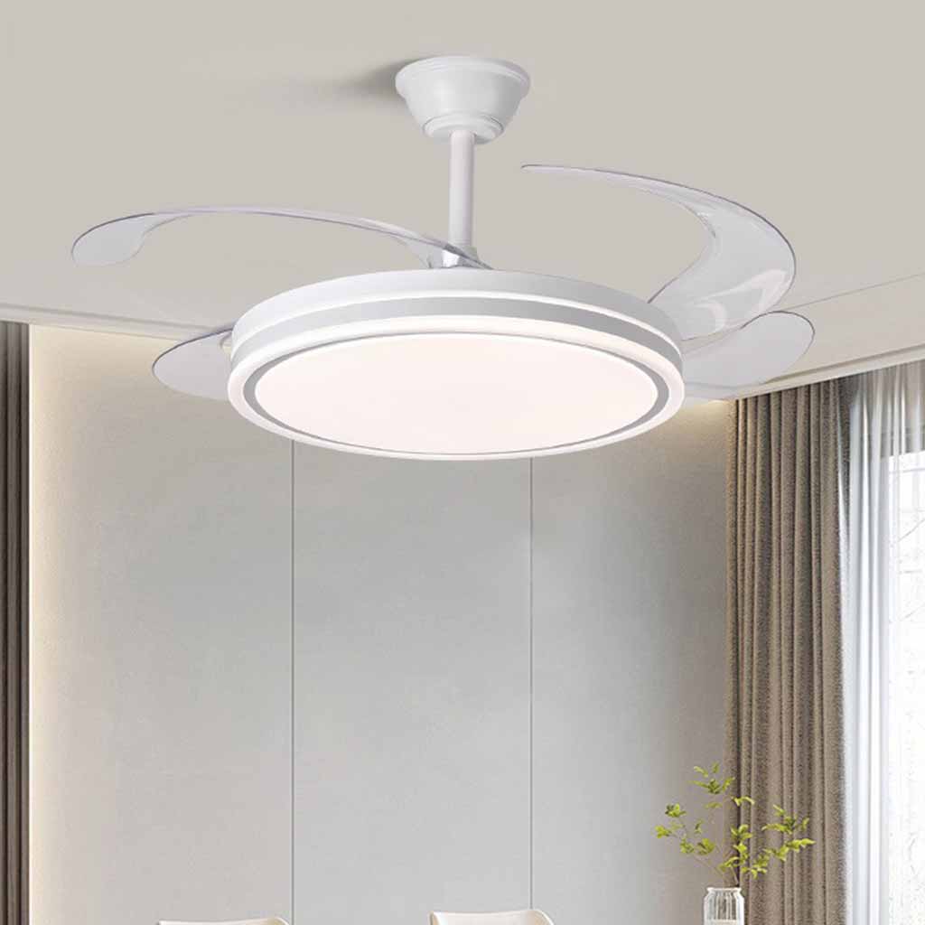 White Ceiling Fan Light Quiet with Retractable Blades