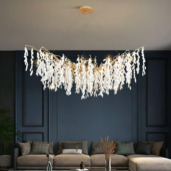 White Jade Branch Brass Chandelier