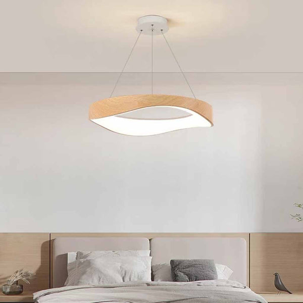 Wood Grain Ring Chandelier Dimmable LED