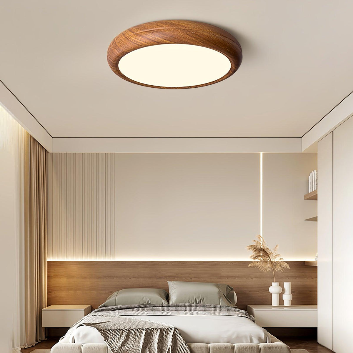 Orbis Wood Wood Grain Round Ceiling Light