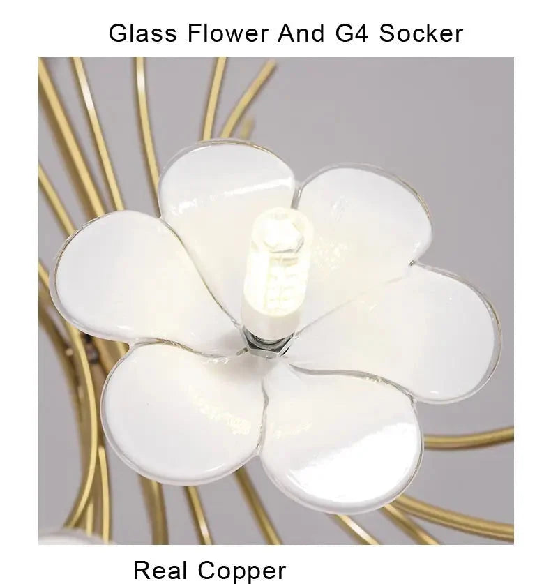 Yelis Modern Copper Glass Flower Chandelier