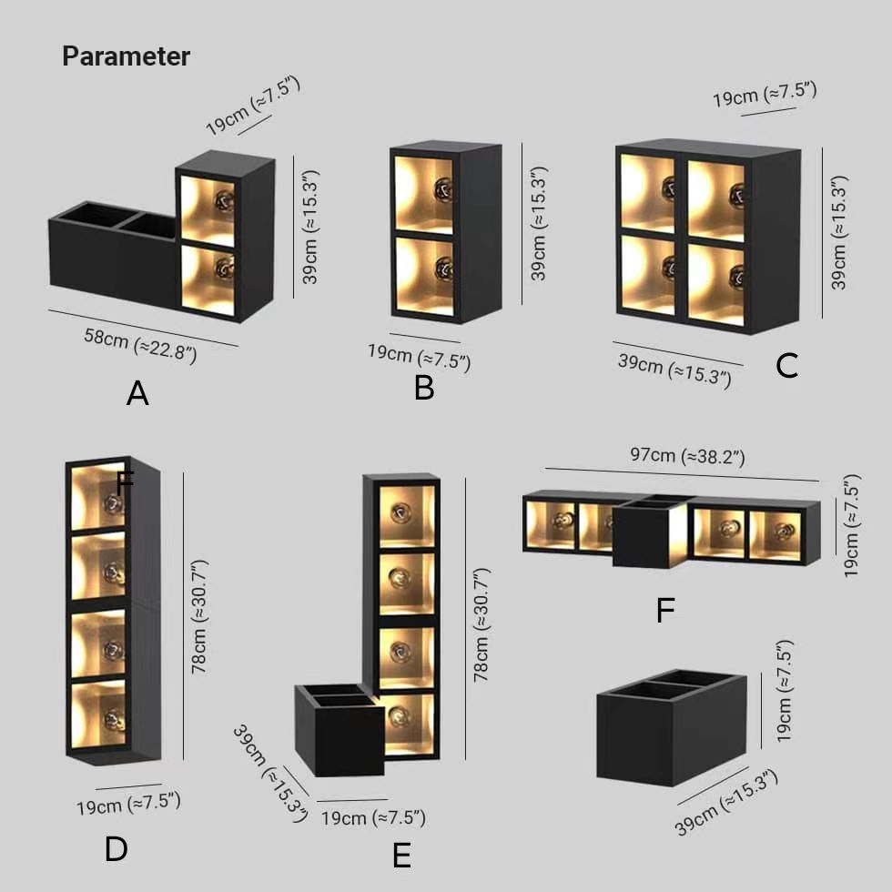 Ray Modern Cube Square Metal/Glass Outdoor Wall Lamp, Black
