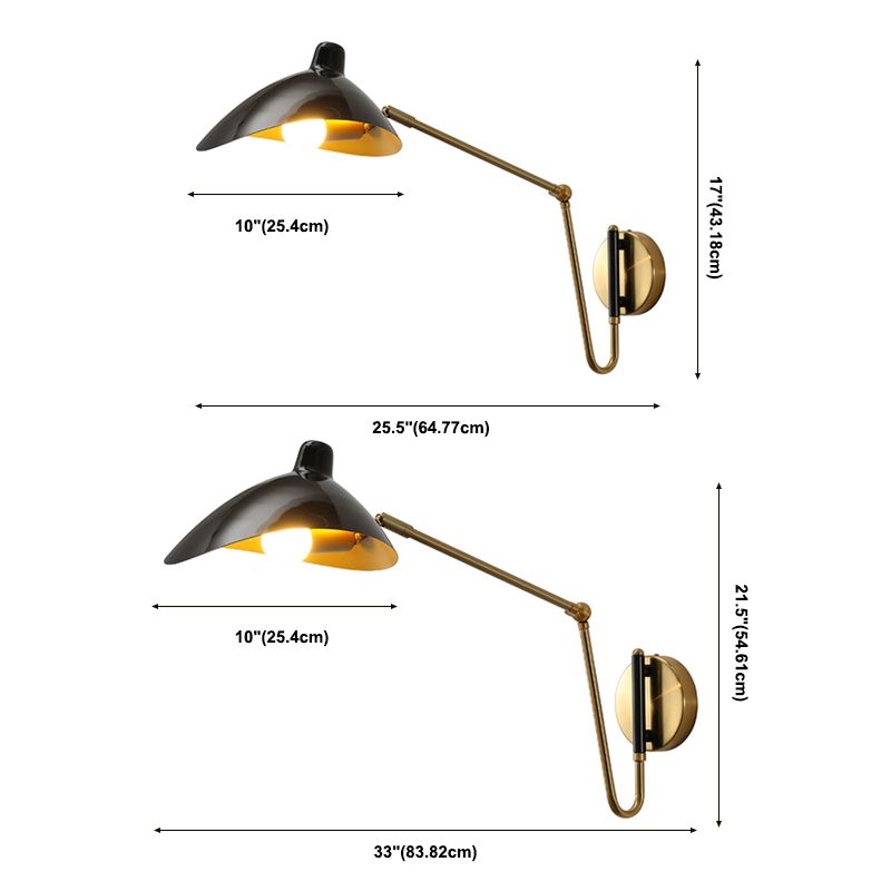 Epoch Industrial Swing Arm Vanity Wall Lamp, Black/Gold
