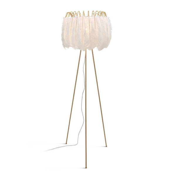 O'Moore Artistic Tripod Feather Floor Lamp, White