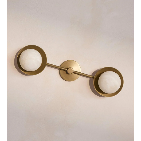 Alabaster Double Globe & Brass Wall Sconce | CLXT203M