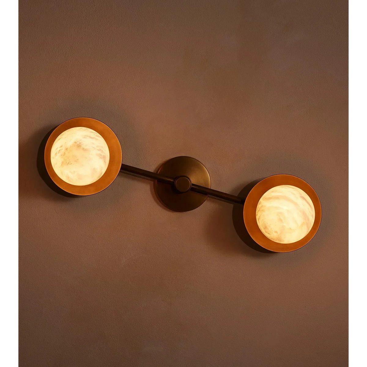 Alabaster Double Globe & Brass Wall Sconce | CLXT203M