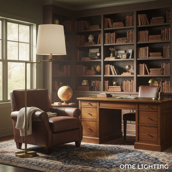 Lodge Brass Linen Floor Lamp