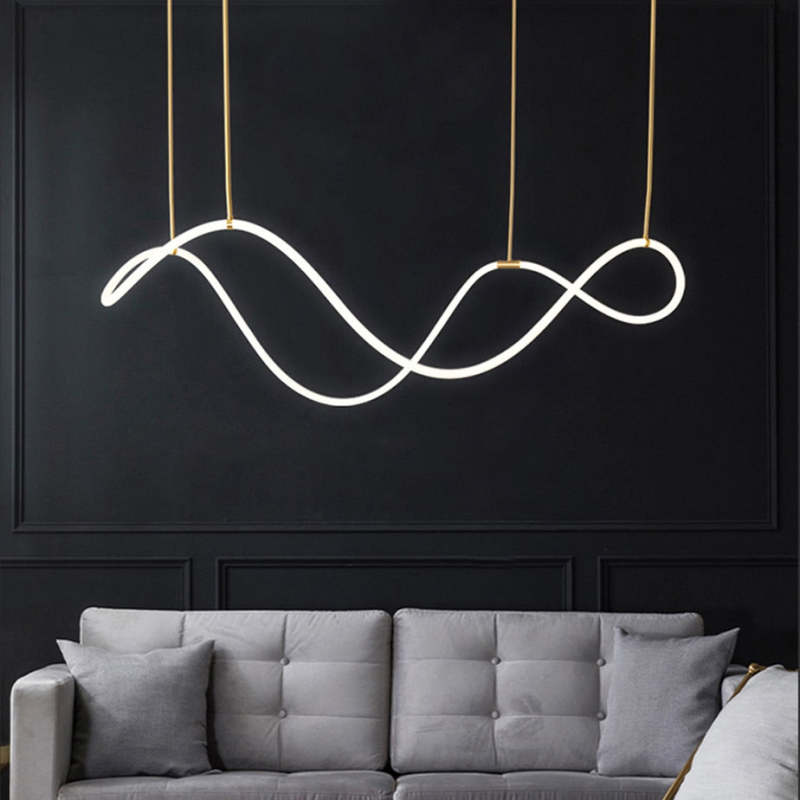 Arisha Curved & Linear Semi Flush Mount Ceiling Light, Gold