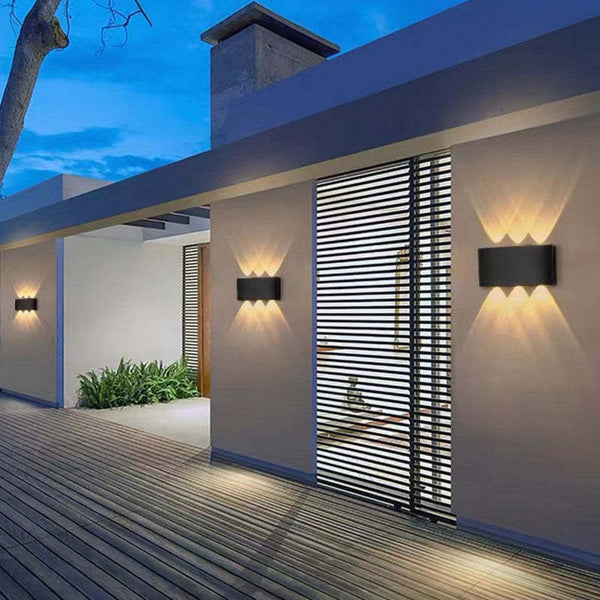 Tronix Modern Rectangular Metal Outdoor Wall Lamp, Black/White, Water-wave