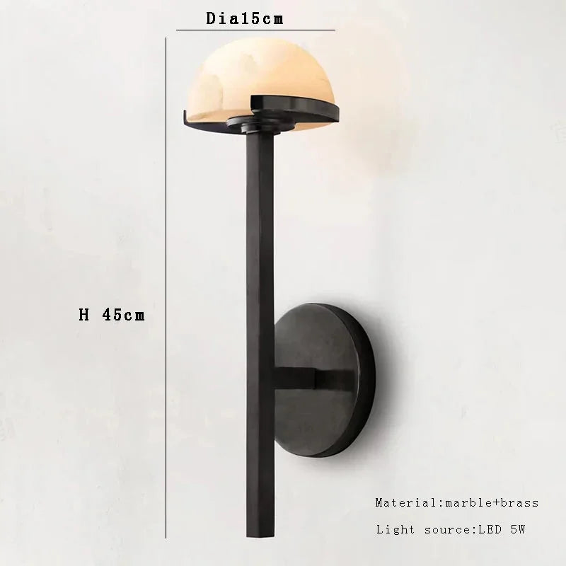 Alabaster Half Dome Wall Sconce | Black | CL0245CH