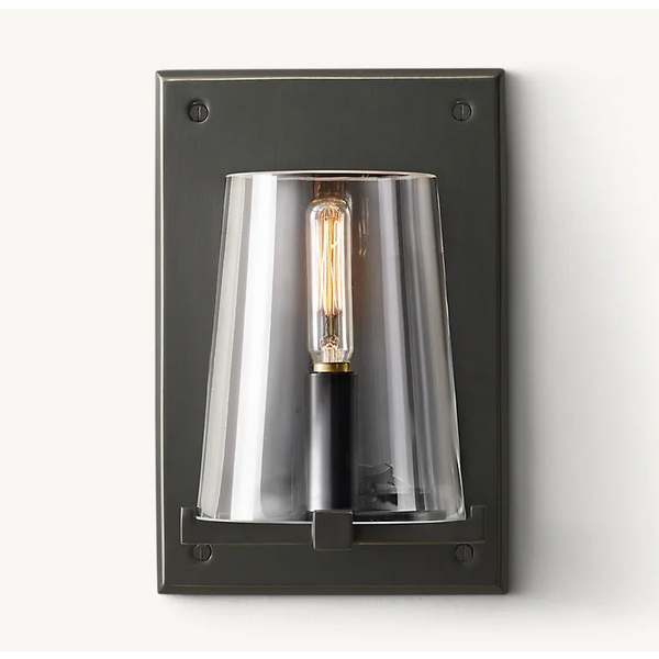 Black Glass & Stainless Steel Wall Sconce | CLHG8250B