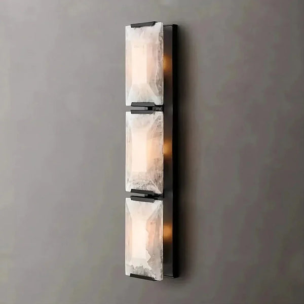 Black Triple Calcite & Stainless Steel Wall Sconce | CLUG03B