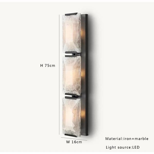 Black Triple Calcite & Stainless Steel Wall Sconce | CLUG03B