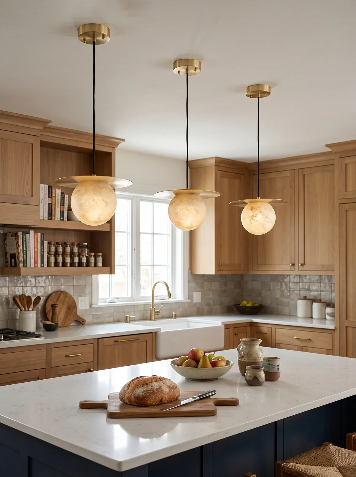 Saturn Round Alabaster Pendant Light