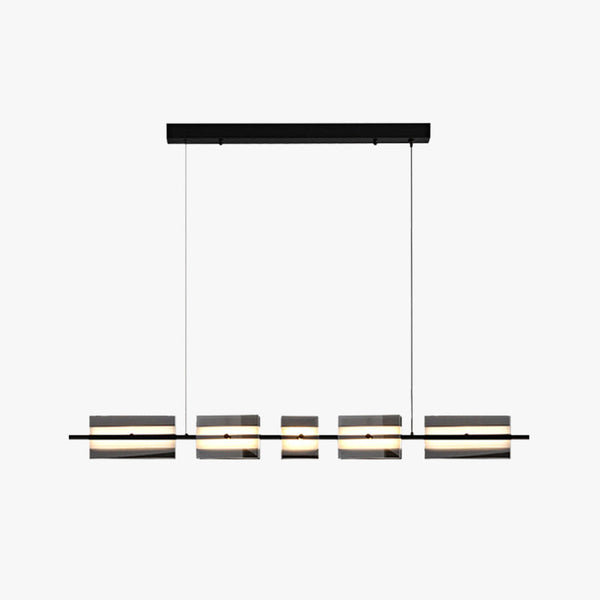 Arisha Modern Nordic Linear Metal/Glass Pendant Light, Brass/Black