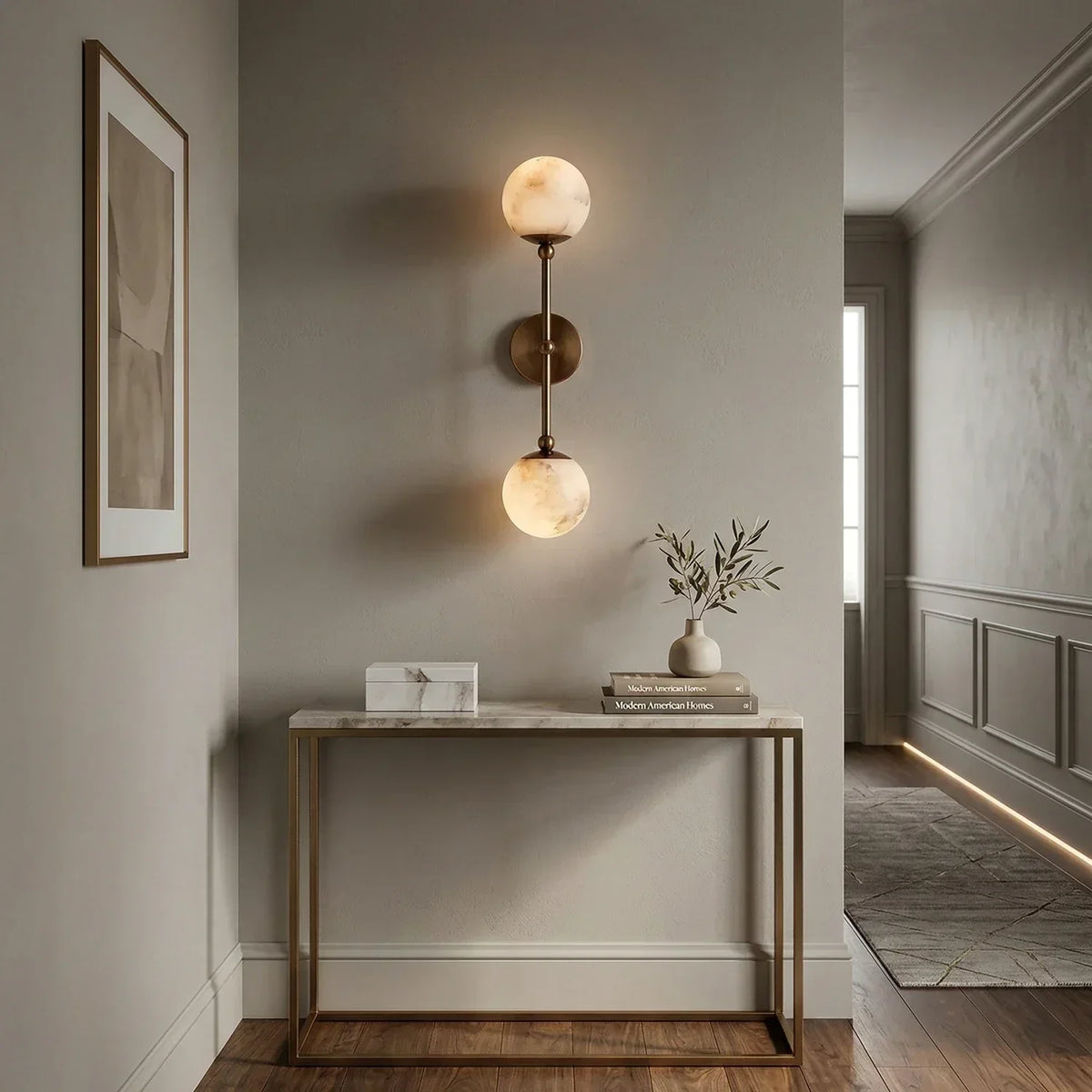 Celestial Double Alabaster Globe Wall Sconce