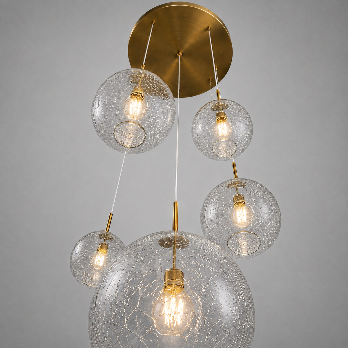 The Chromia Pendant | 5-Light Colored Glass & Brass | CLND008