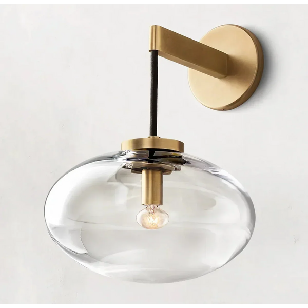 Brass & Amber Glass Wall Sconce | CLFFD1