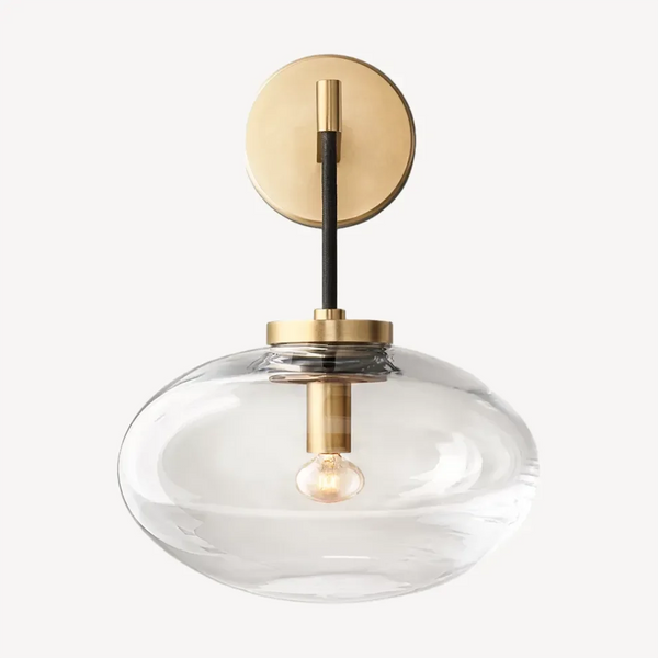 Brass & Amber Glass Wall Sconce | CLFFD1