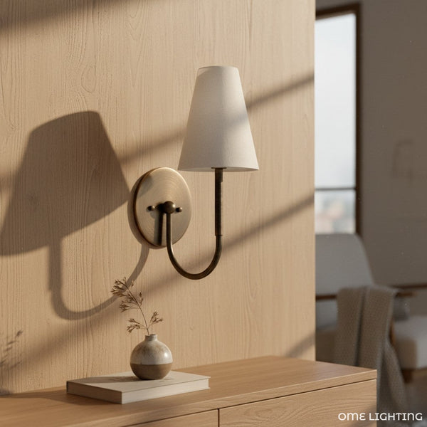 Disc Traditional Linen Wall Sconce Bedrooms