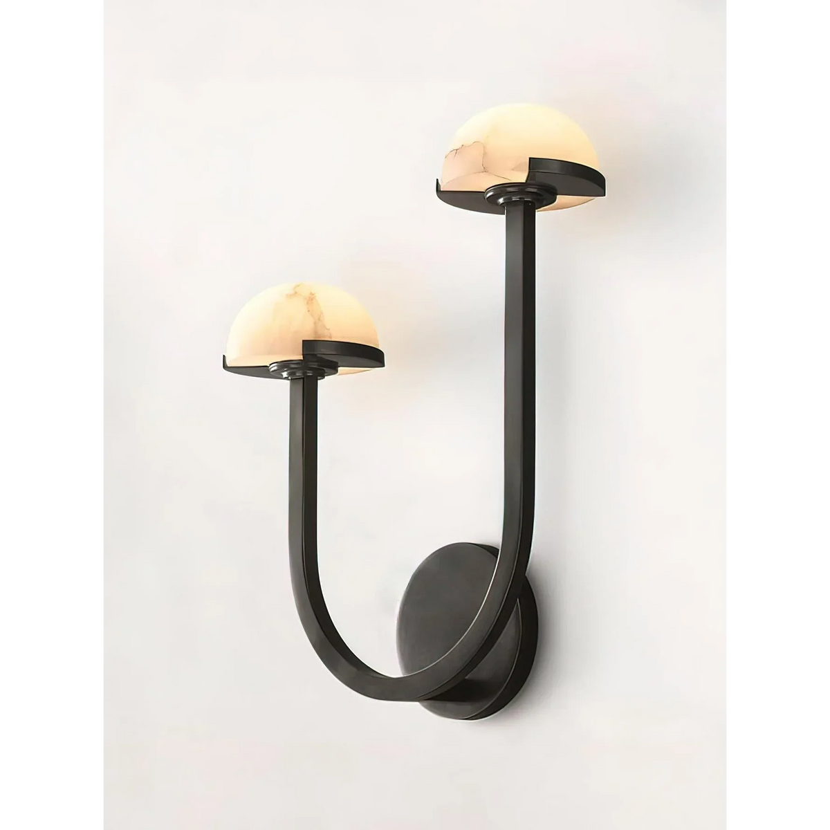 Double Alabaster Wall Sconce | Black | CL0249CH