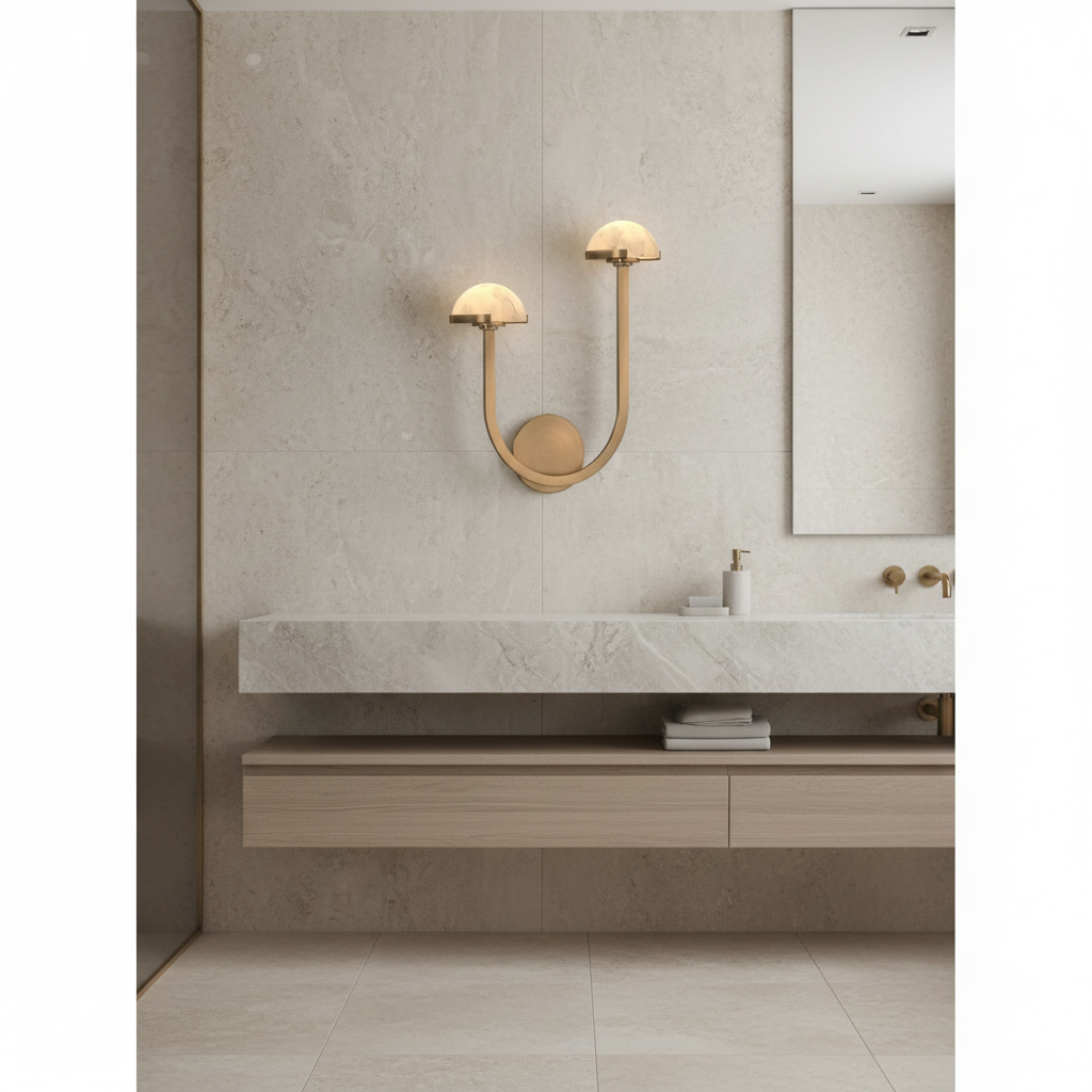 Double Brass & Alabaster Wall Sconce | CL0248CH