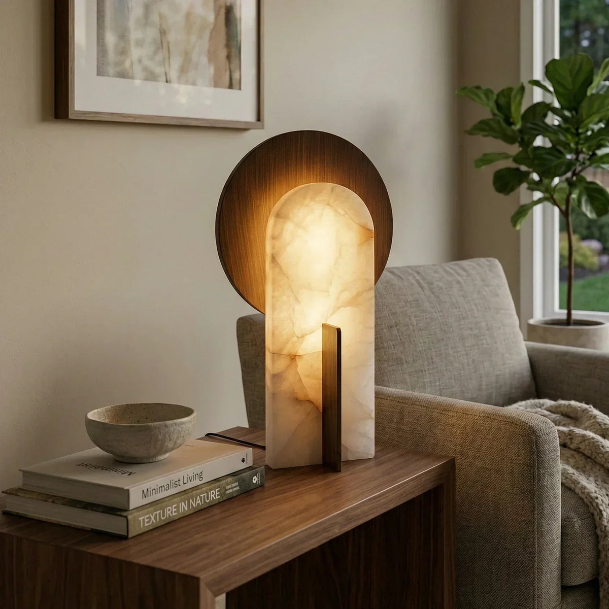 Eclipse Alabaster Oval Table Lamp